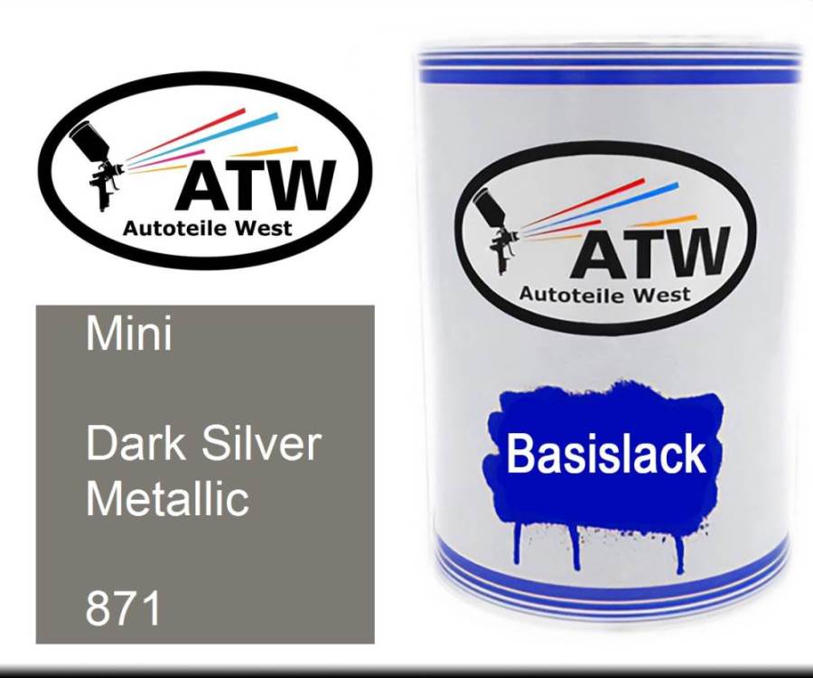 Mini, Dark Silver Metallic, 871: 500ml Lackdose, von ATW Autoteile West.